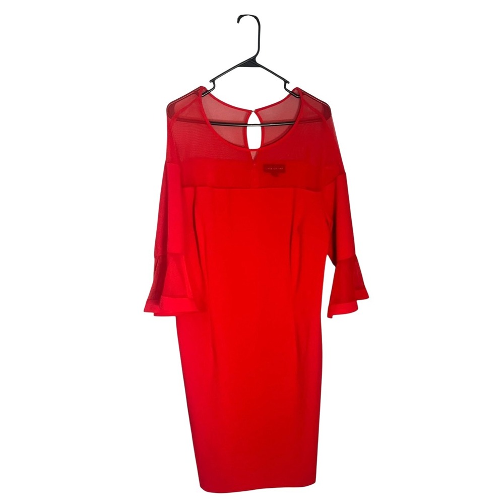 Lane Bryant NWT Women's‎ Sheer Shoulder Knee Length Red Dress 16